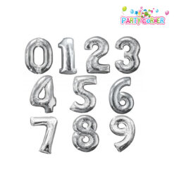 14"(36 CM) Silver - Small Number Balloons