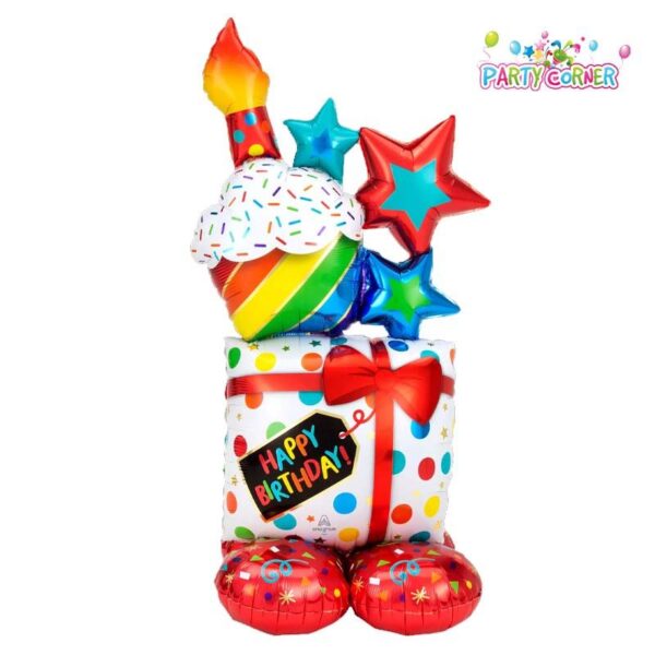 Stacked Birthday Icons Airloonz Air Filled Foil Balloon - 55 Inch