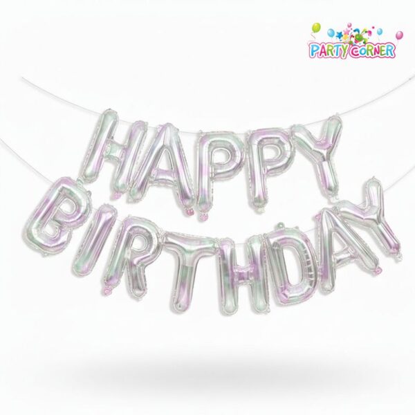 Transparent HBD Foil Balloon Text